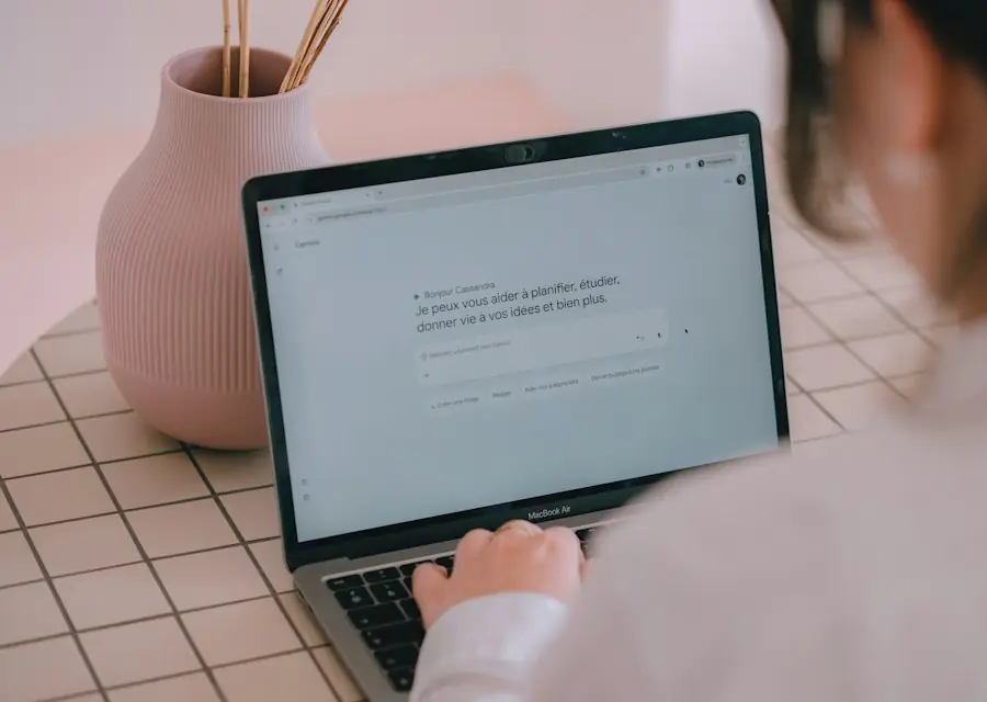 AIチャットを表示したノートパソコン